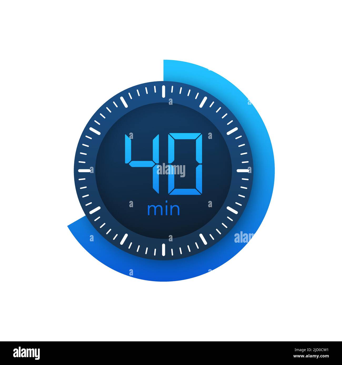 The 40 minutes, stopwatch vector icon. Stopwatch icon in flat style on a white background. Vector stock illustration. Stock Vector