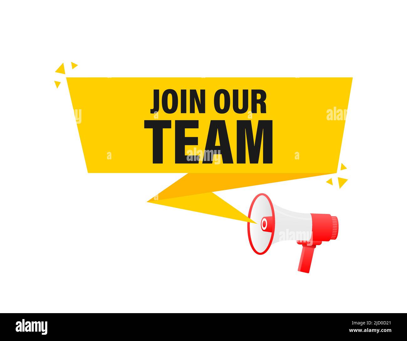 Join our team megaphone yellow banner in 3D style on white background. Vector illustration Stock