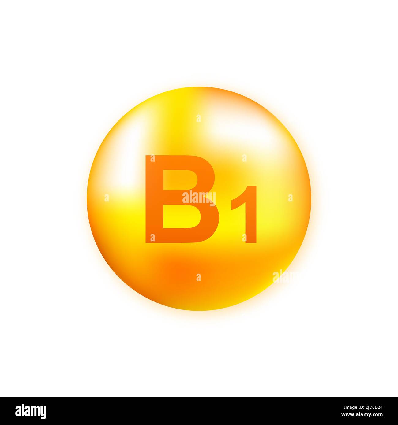Vitamin B1 with realistic drop on gray background. Particles of