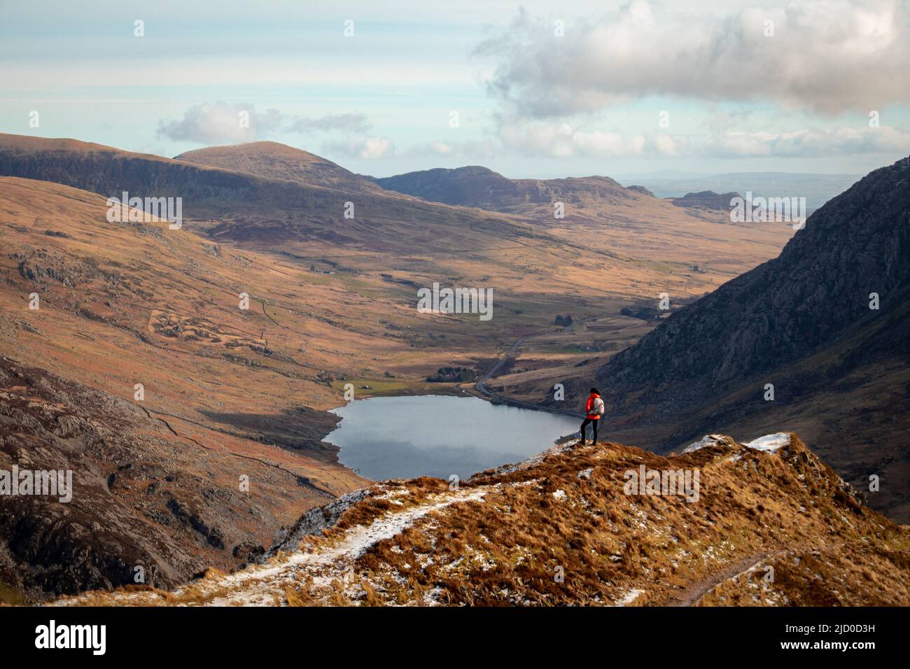 tiny human in a big world; hiking snowdonia; Wales mountains Stock Photo