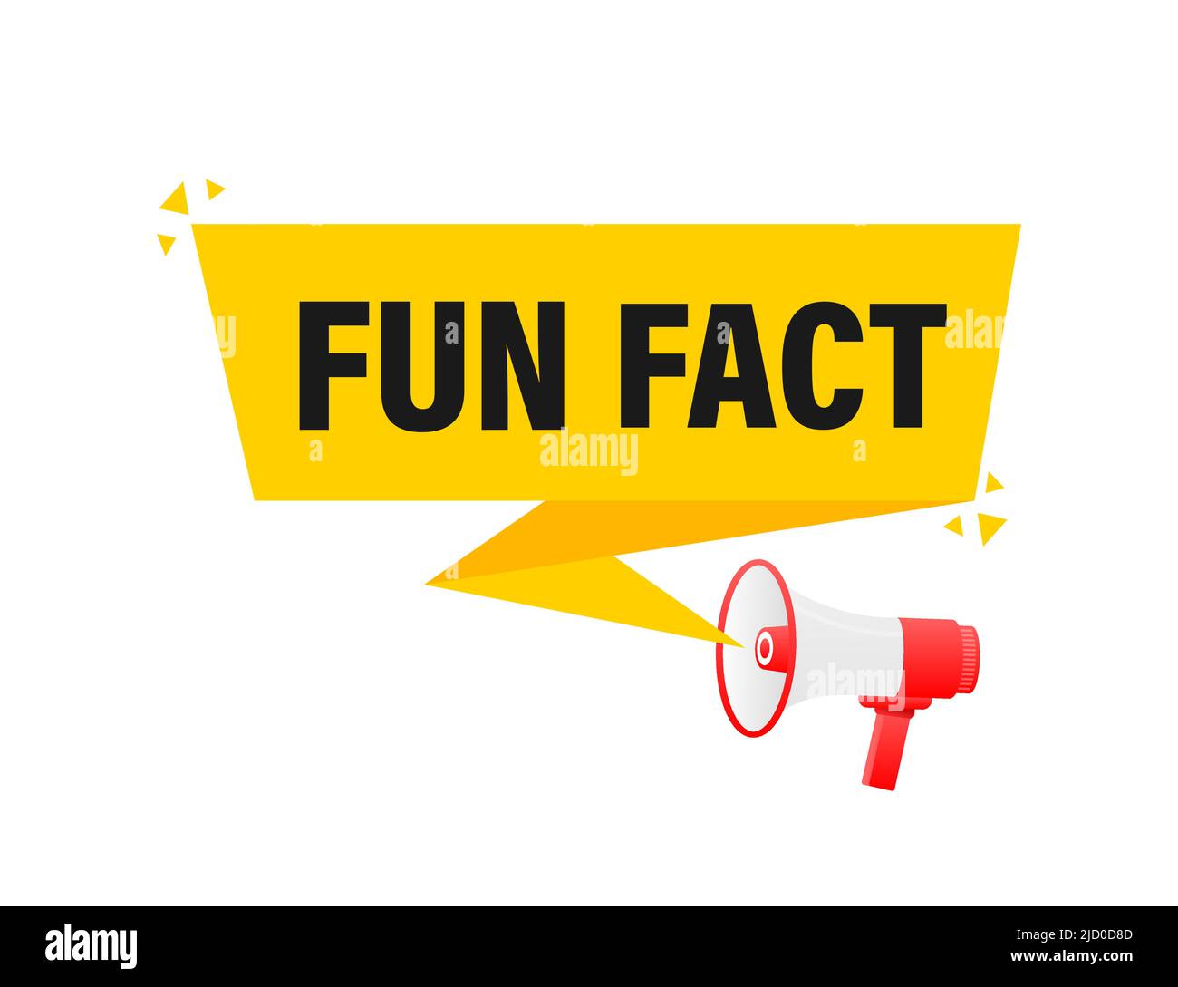 Fun fact feedback megaphone yellow banner in 3D style on white background. Vector illustration. Stock Vector