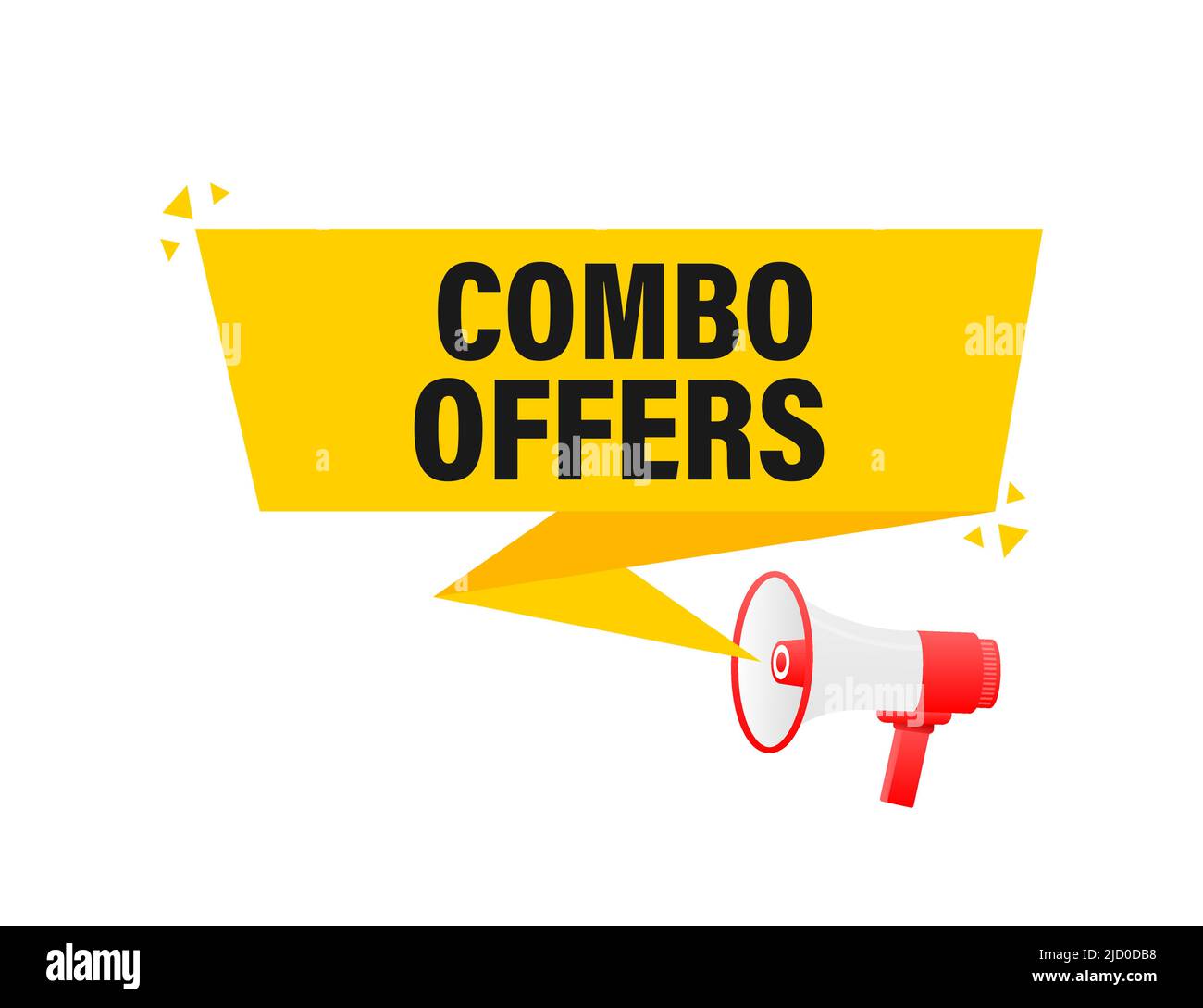 Combo offers megaphone banner in 3D style on white background