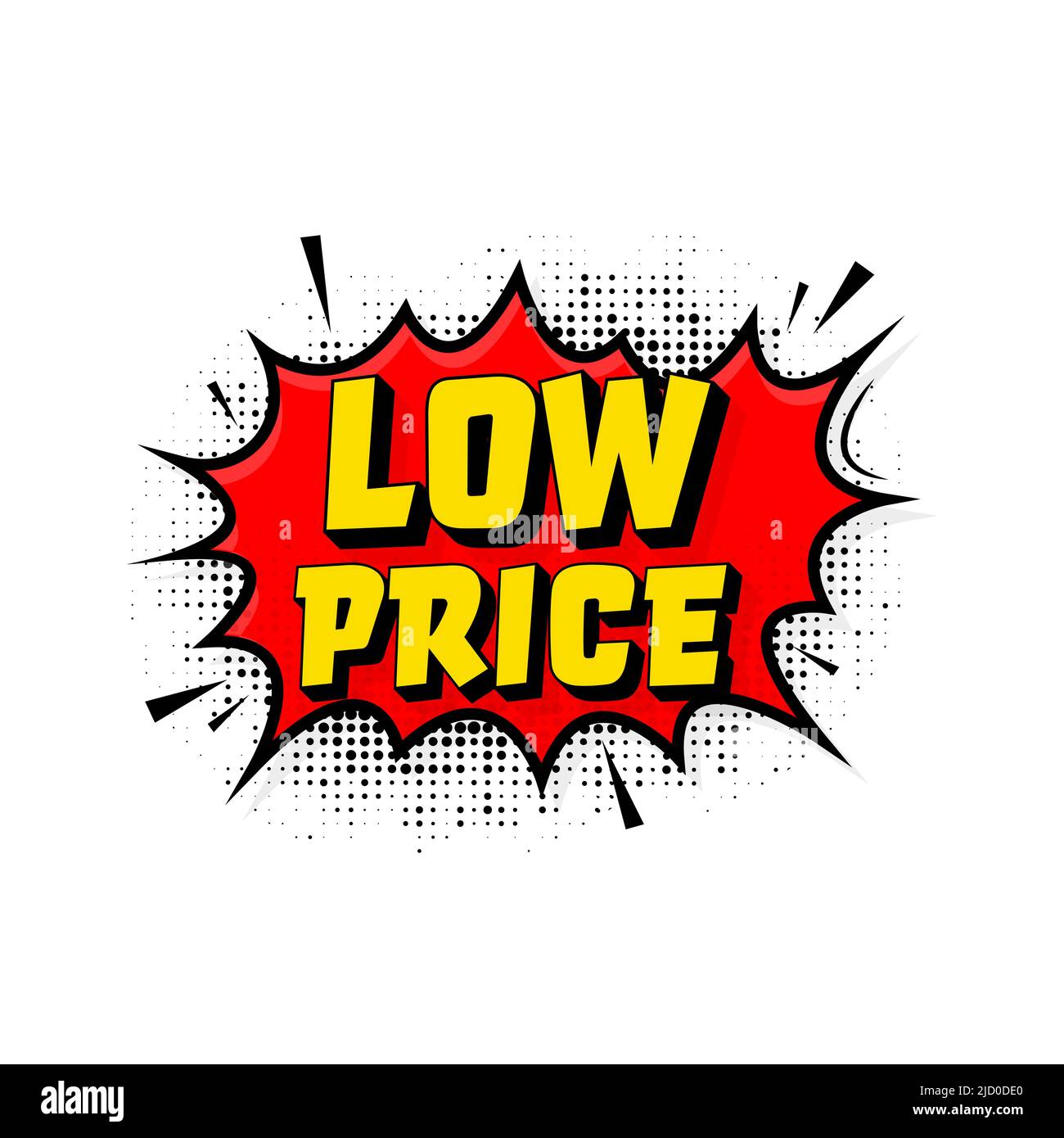 Low price in vintage style. Cartoon style vector. Pop art. Vector text. Wow effect. Stock Vector
