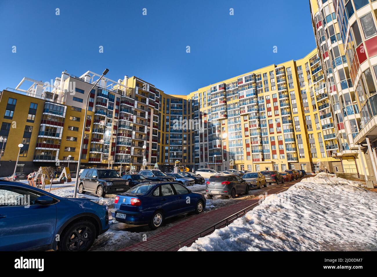 Photo of the residential complex in winter  Stock Photo