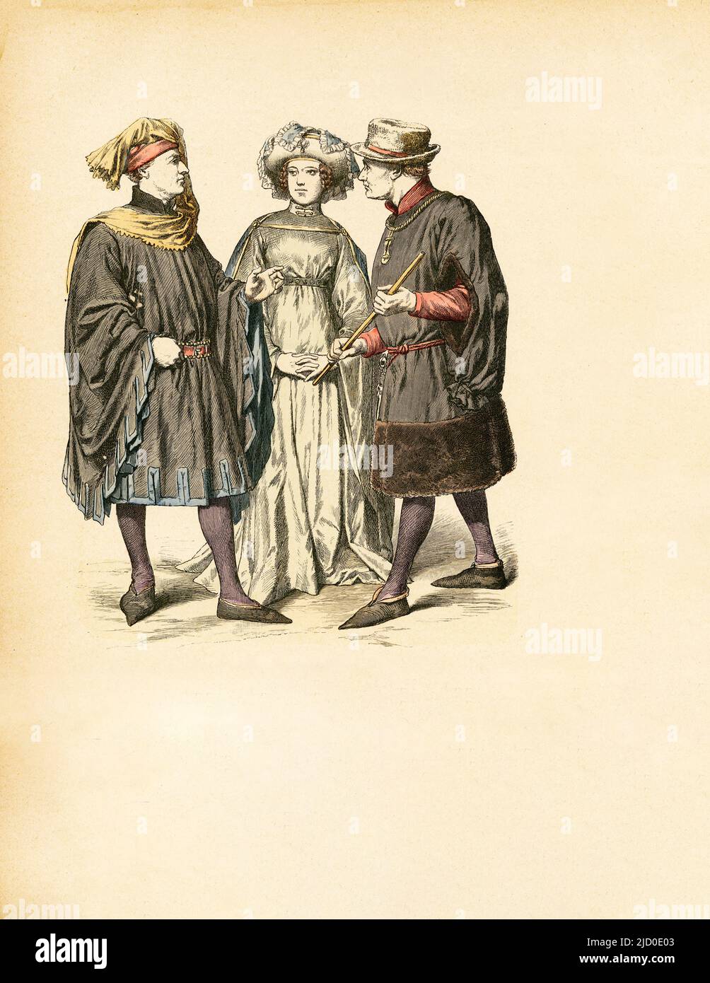 Holland, 1470-1485, Illustration, The History of Costume, Braun & Schneider, Munich, Germany, 1861-1880 Stock Photo