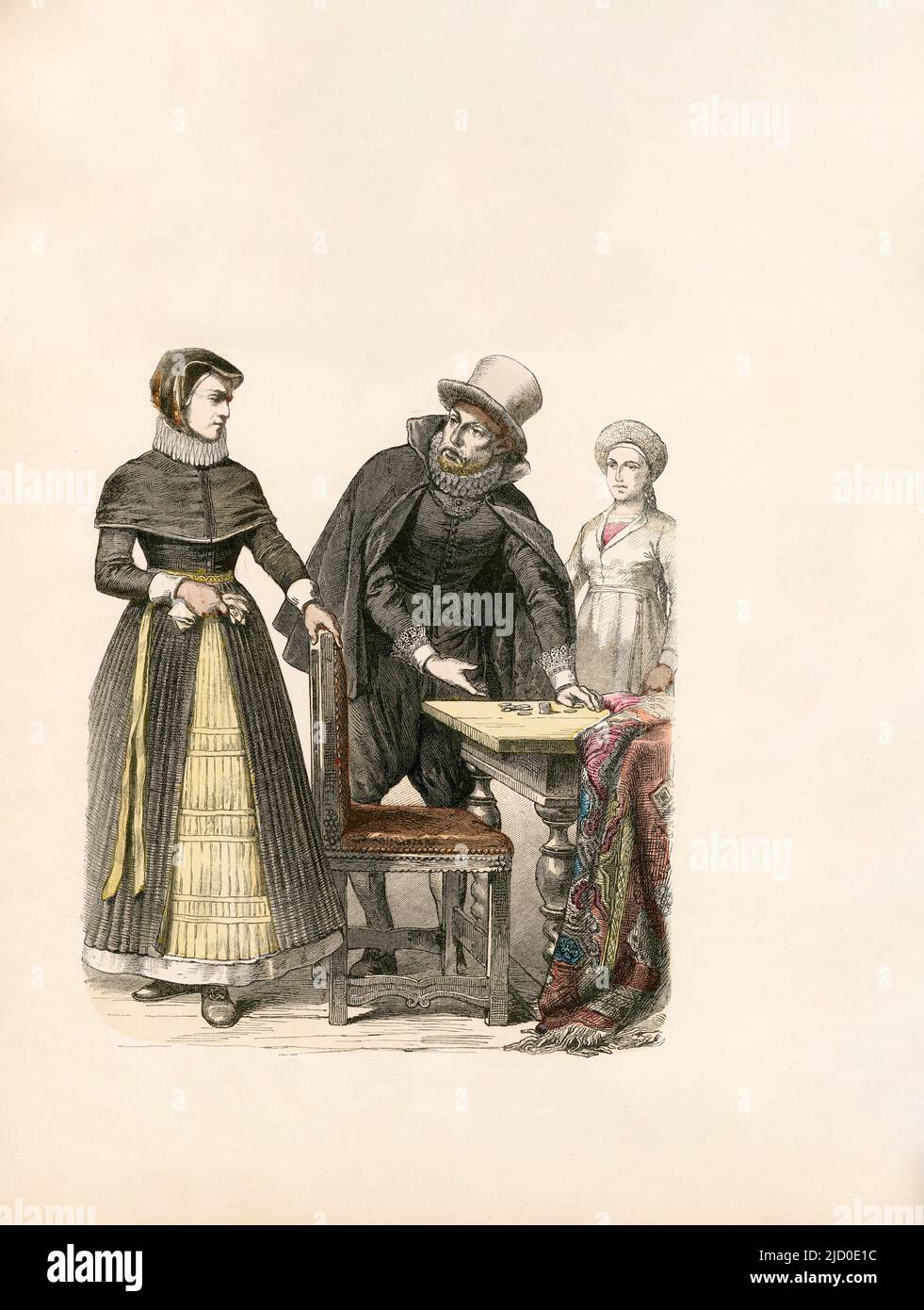 Townswoman, Merchant, Denmark, First Third of the 17th Century, Illustration, The History of Costume, Braun & Schneider, Munich, Germany, 1861-1880 Stock Photo