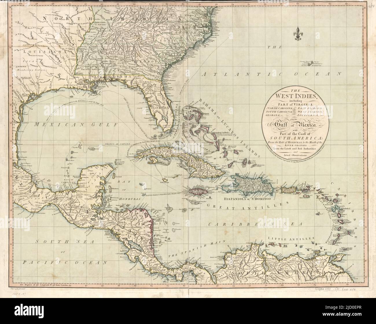 The West Indies, including part of Virginia, North Carolina, East