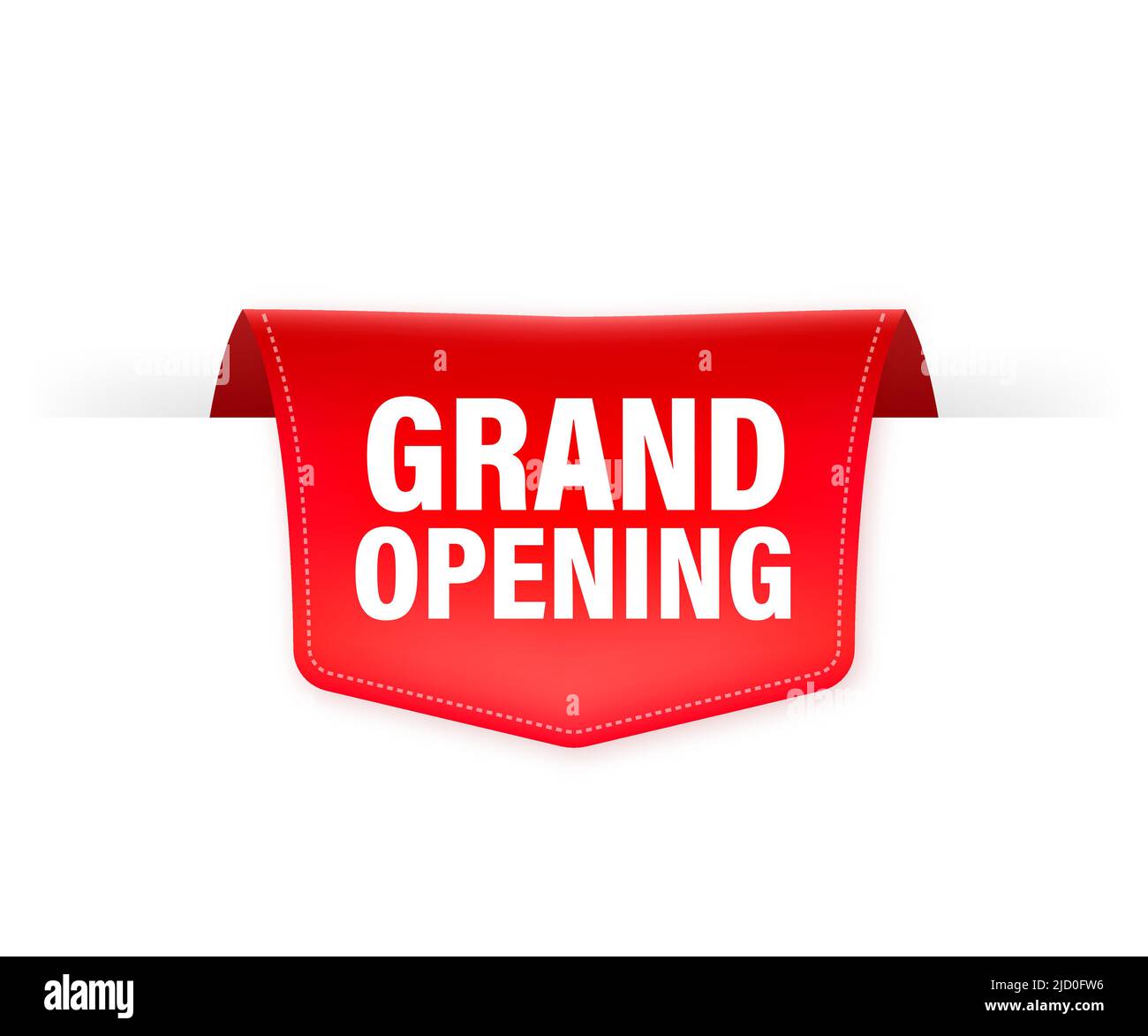 Grand opening red ribbon in 3D style on white background. Vector ...