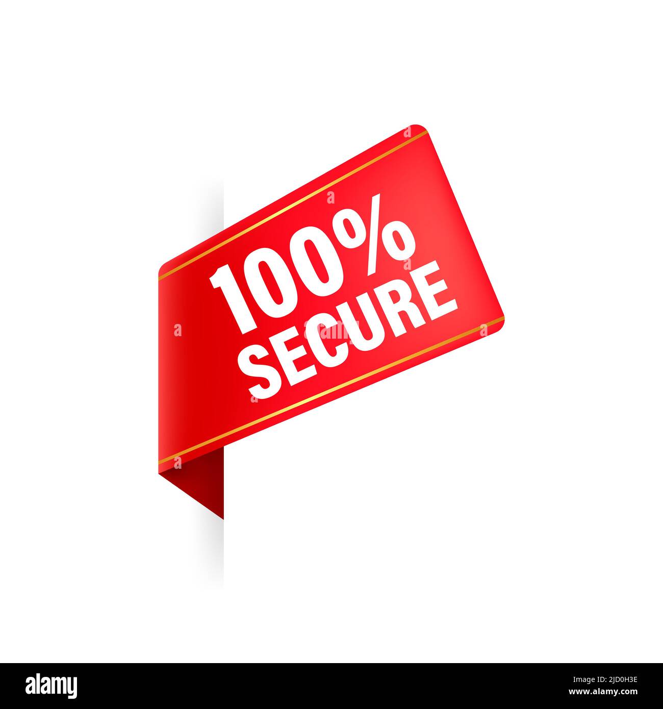 Icon with red 100 secure ribbon for concept design. Business concept. Data protection. Stock Vector