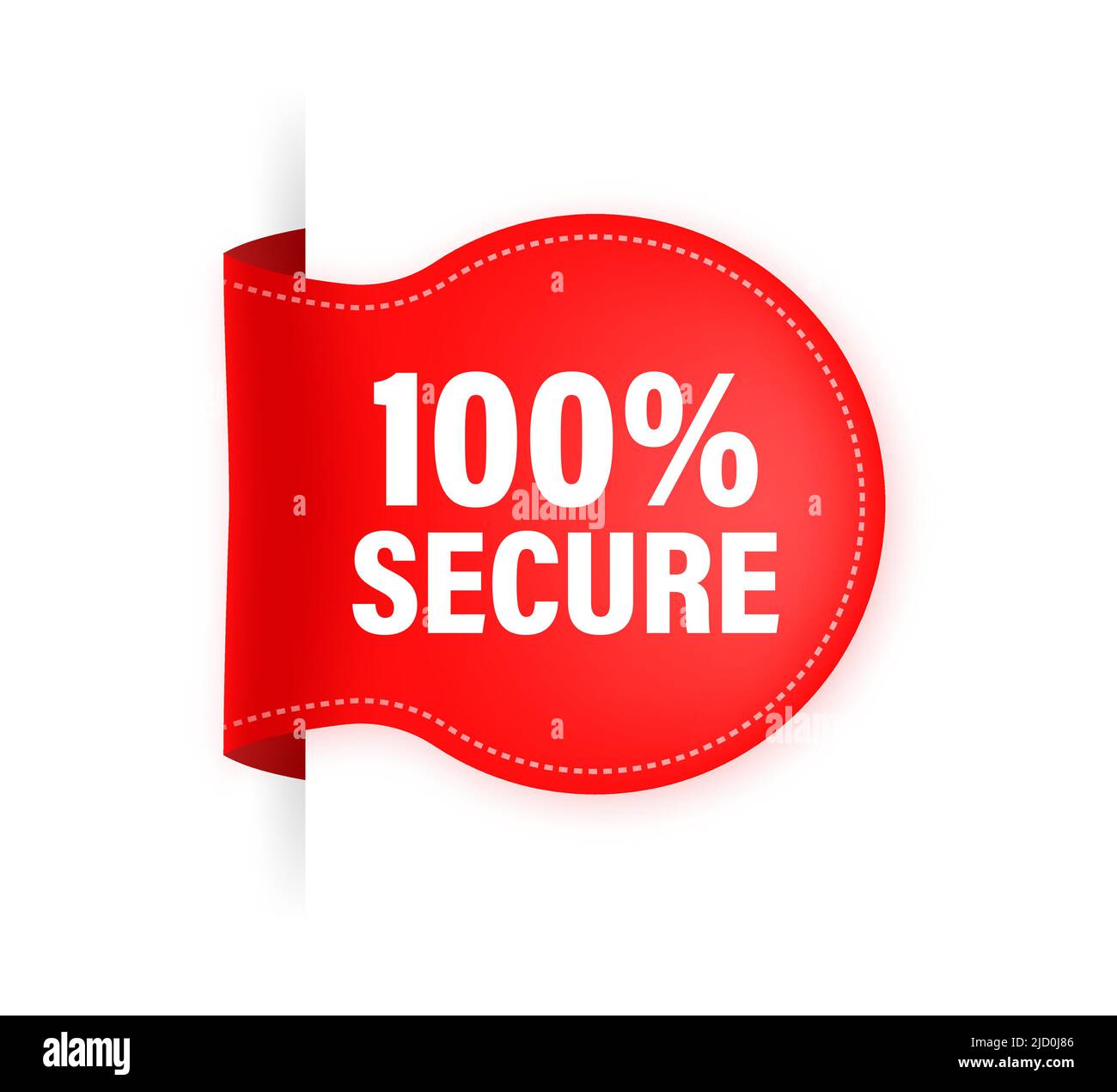 Icon with red 100 secure ribbon for concept design. Business concept. Data protection. Stock Vector