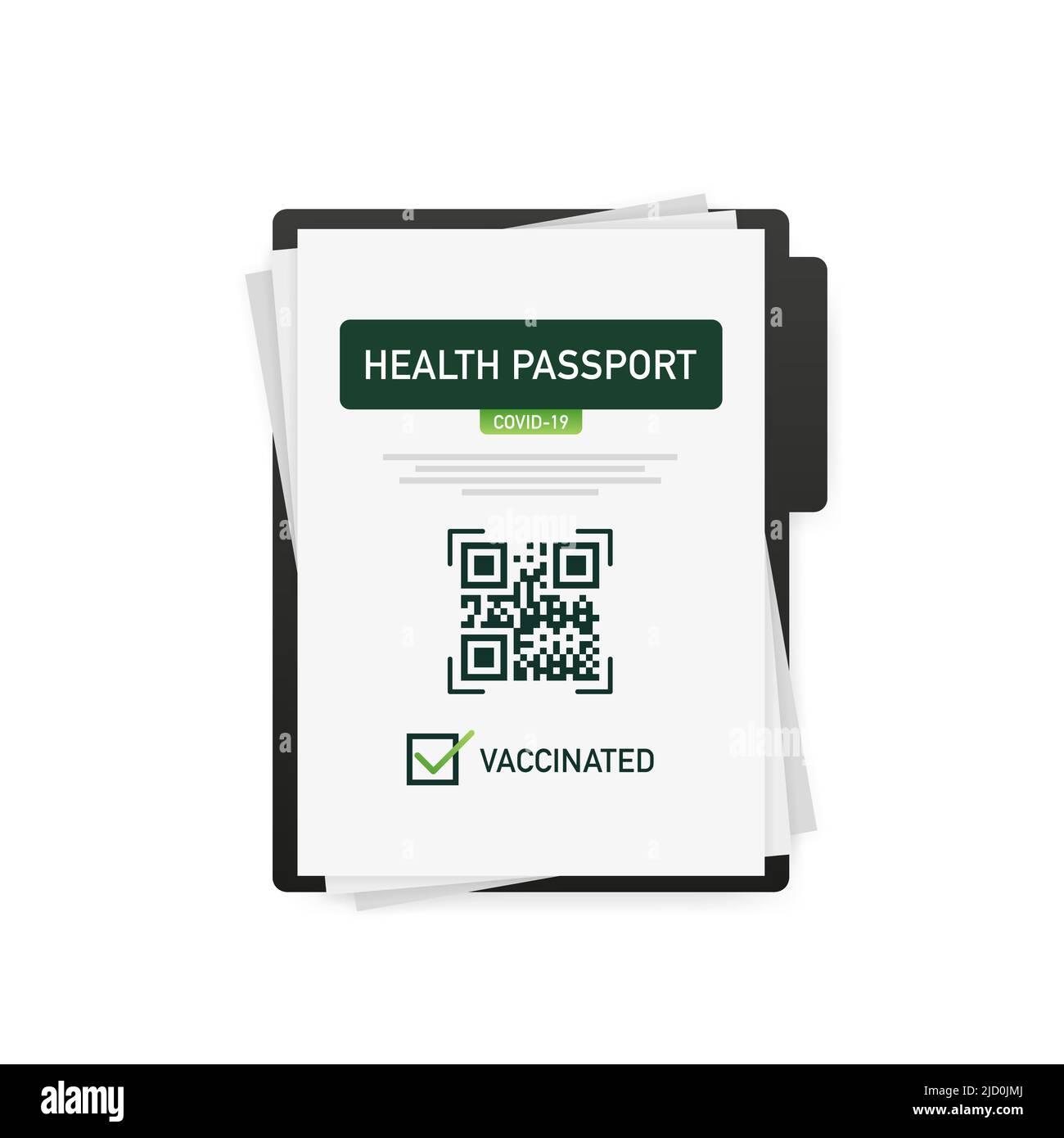 Health passport qr code in linear style on green background