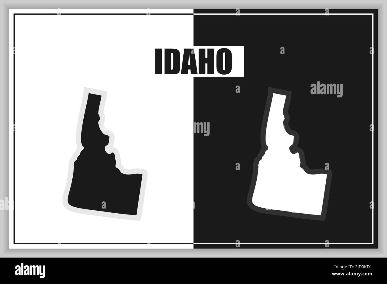 Flat style map of State of Idaho, USA. Idaho outline. Vector