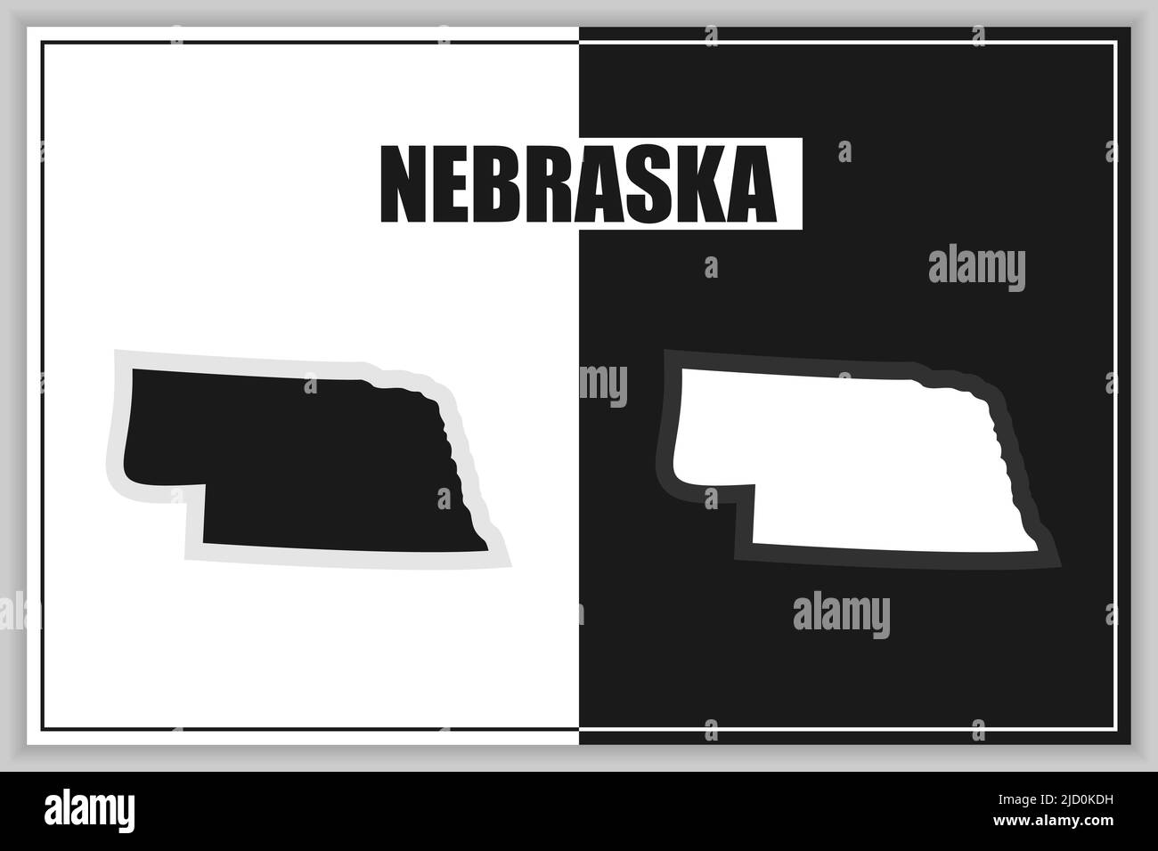 Flat style map of State of Nebraska, USA. Nebraska outline. Vector