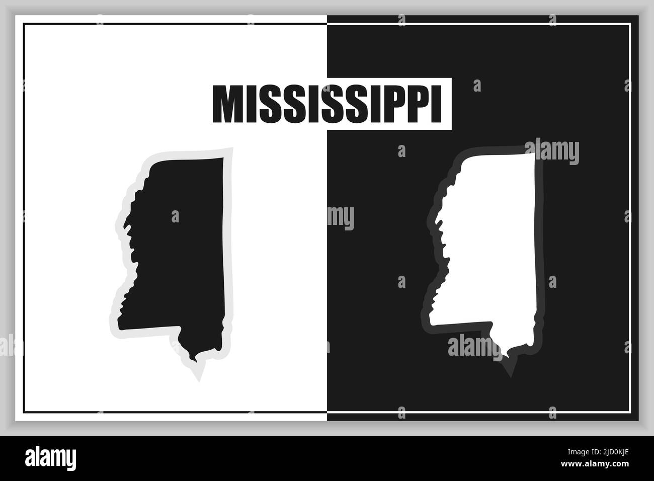 Flat style map of State of Mississippi, USA. Mississippi outline. Vector illustration Stock Vector