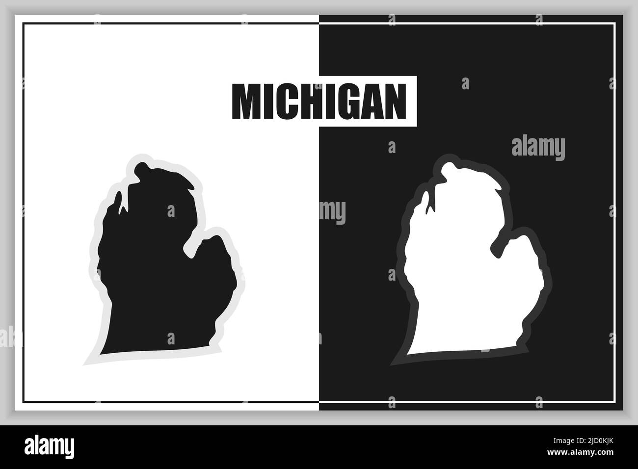 Flat style map of State of Michigan, USA. Michigan outline. Vector