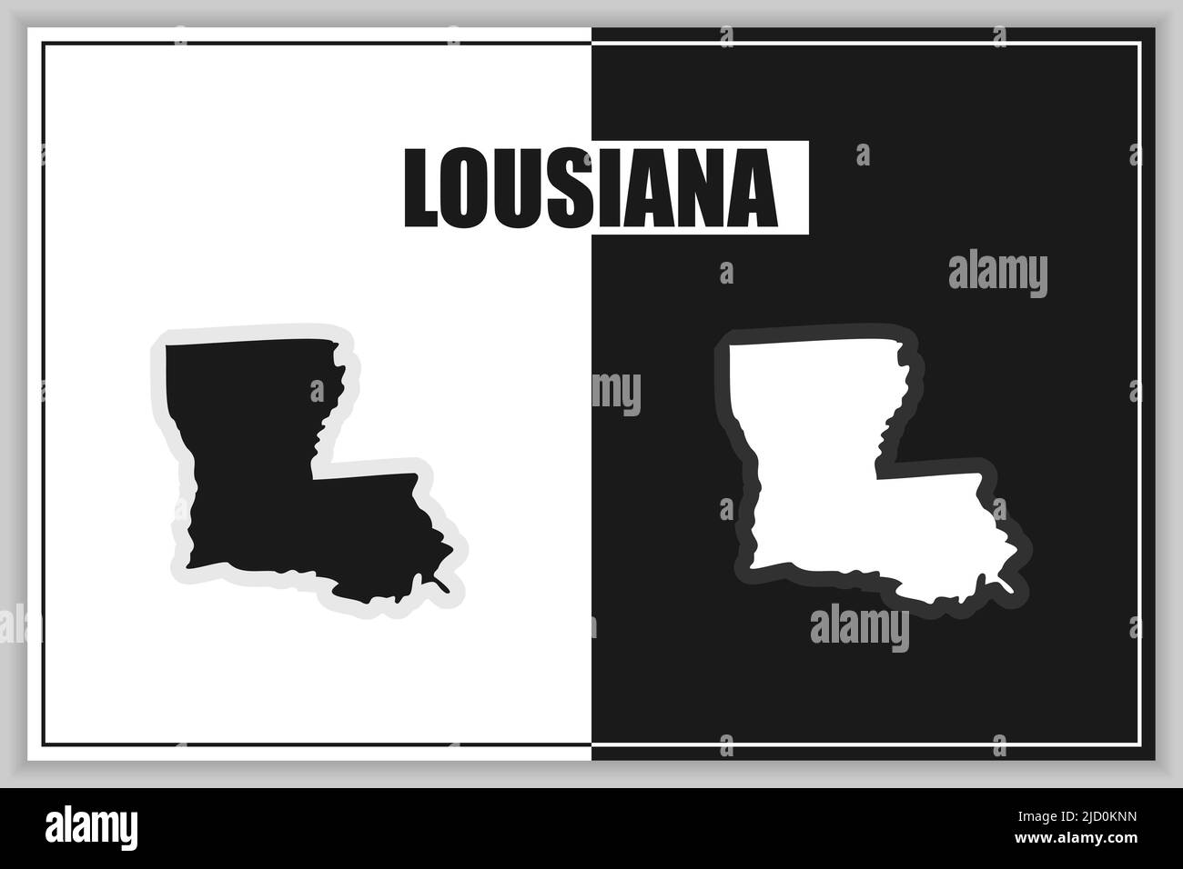 Flat style map of State of Lousiana, USA. Lousiana outline. Vector ...