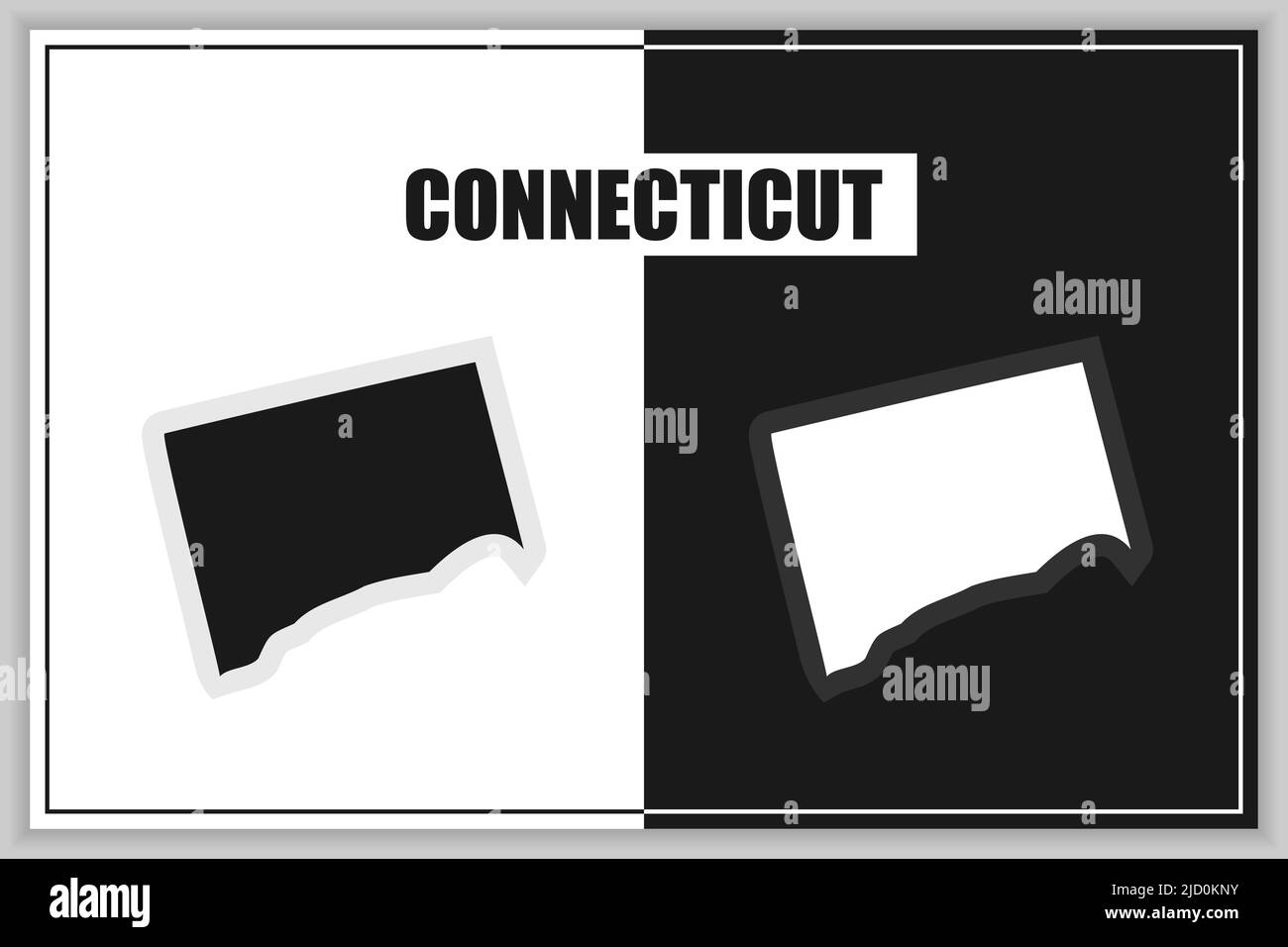 Flat style map of State of Connecticut, USA. Connecticut outline