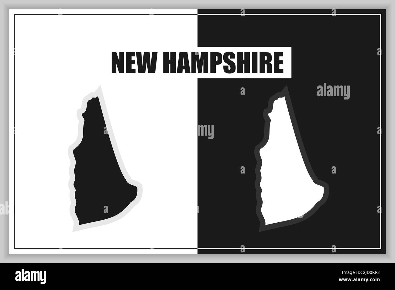 Flat style map of State of New Hampshire, USA. New Hampshire outline. Vector illustration Stock Vector