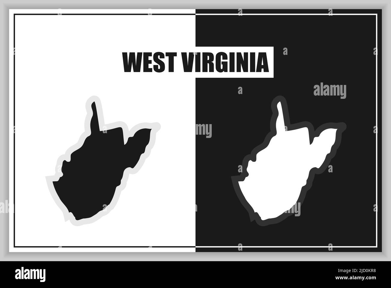 Flat style map of State of West Virginia, USA. West Virginia outline ...