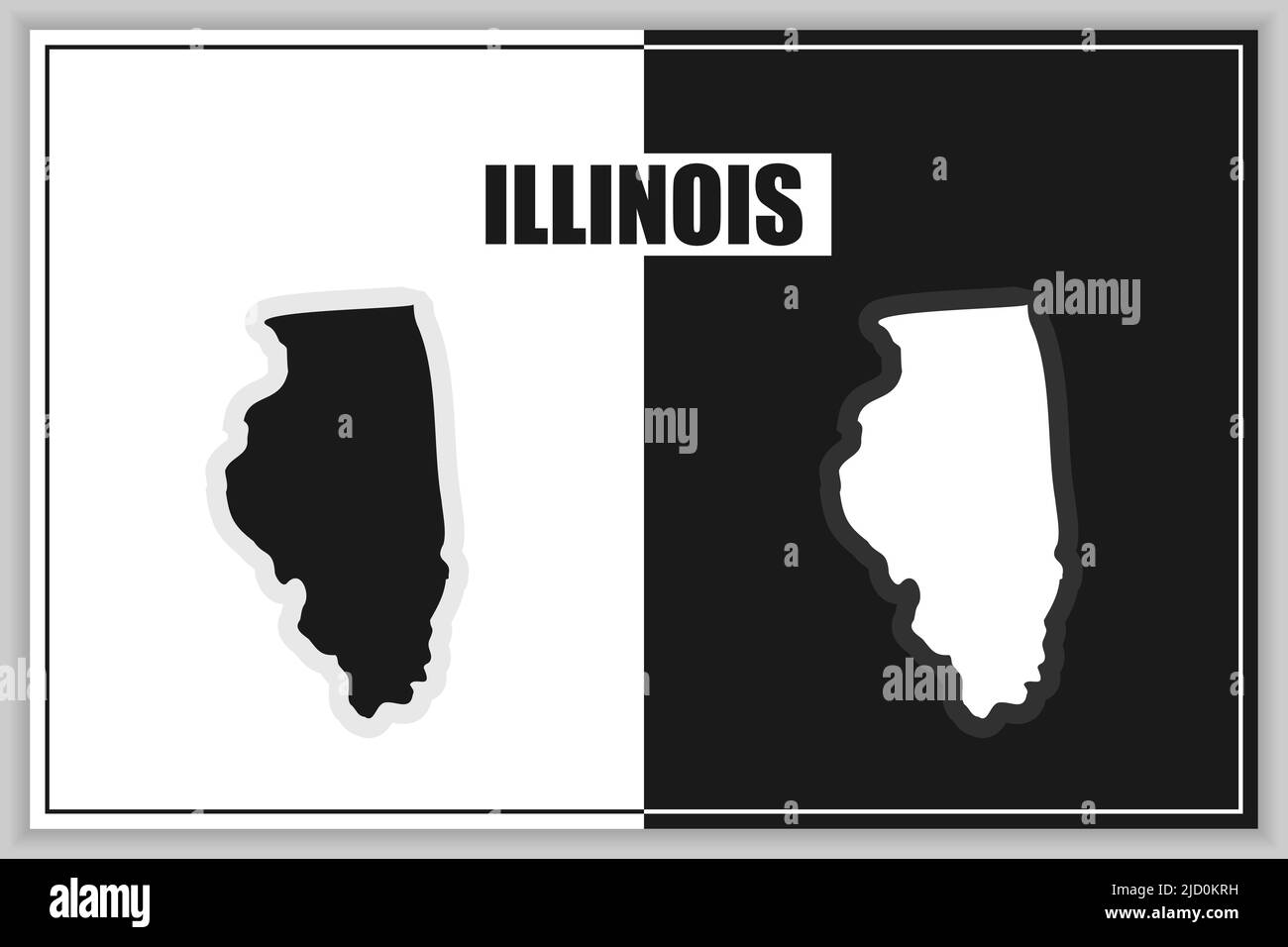 Flat style map of State of Illinois, USA. Illinois outline. Vector