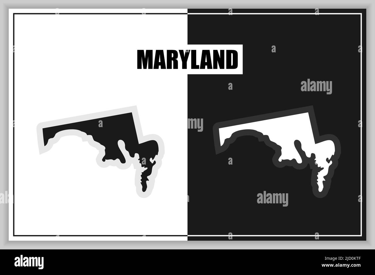 Flat style map of State of Maryland, USA. Maryland outline. Vector