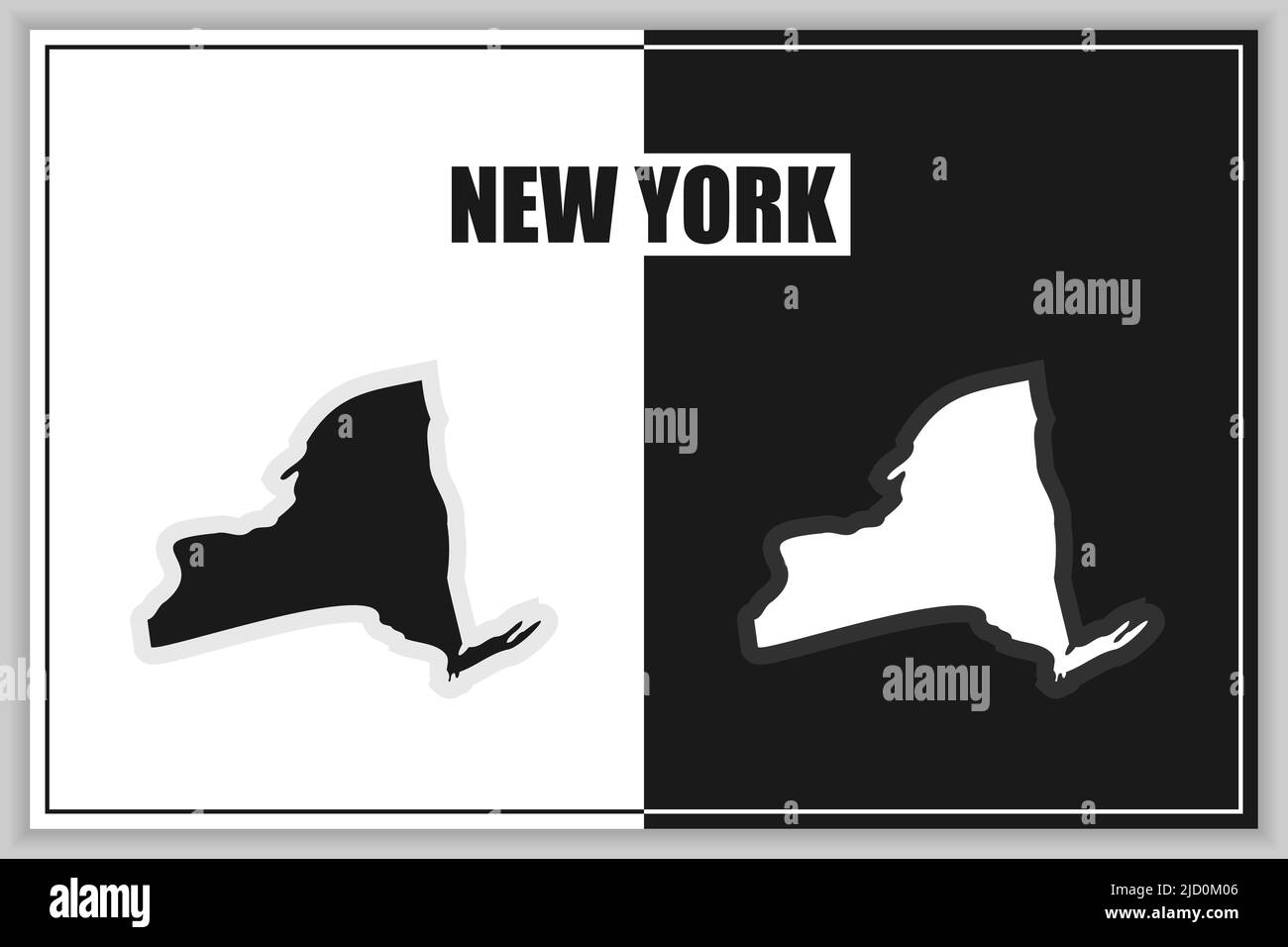 Flat style map of State of New York, USA. New York outline. Vector ...