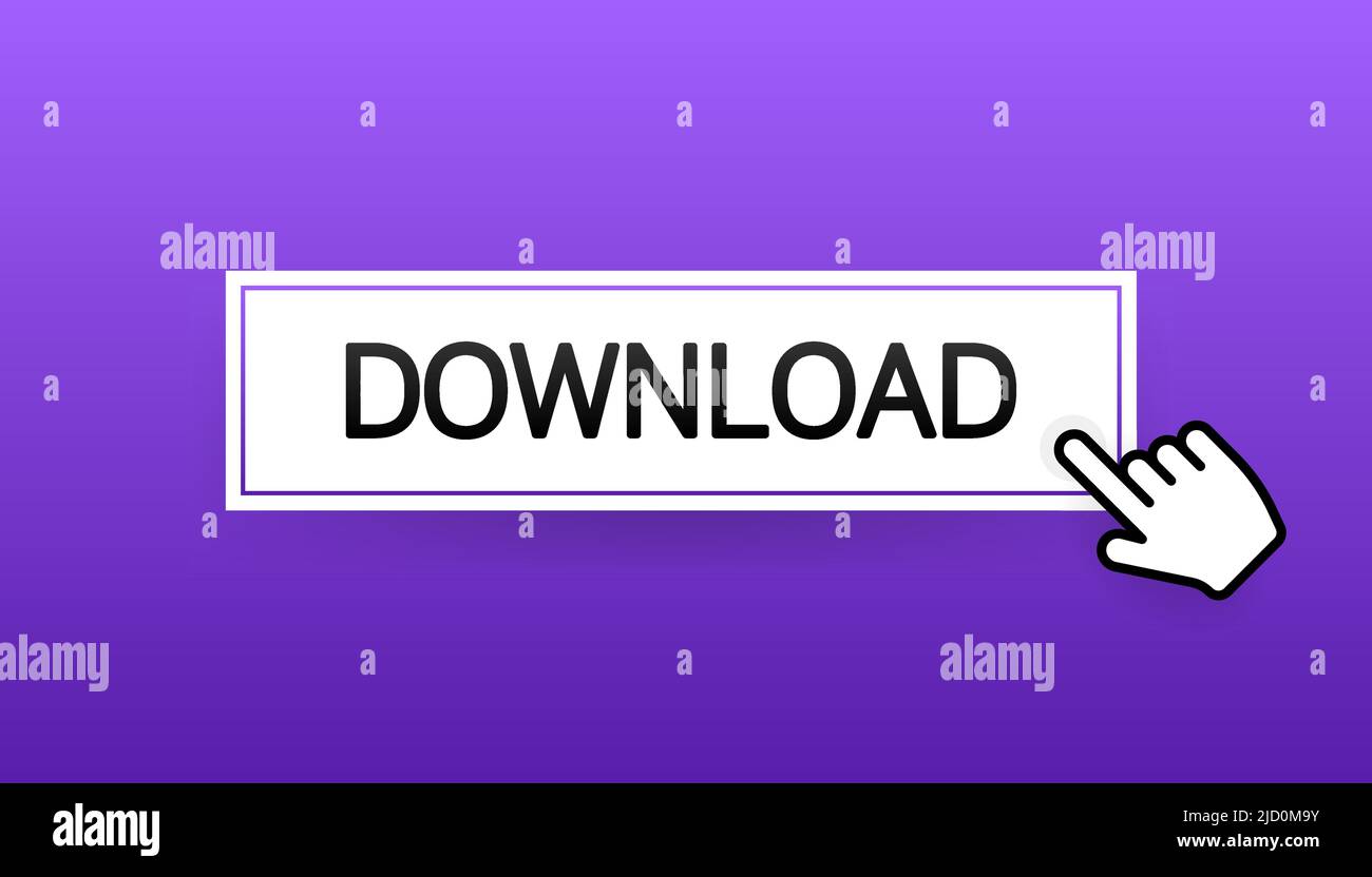 Flat button download on white background. Banner vector. Arrow icon ...