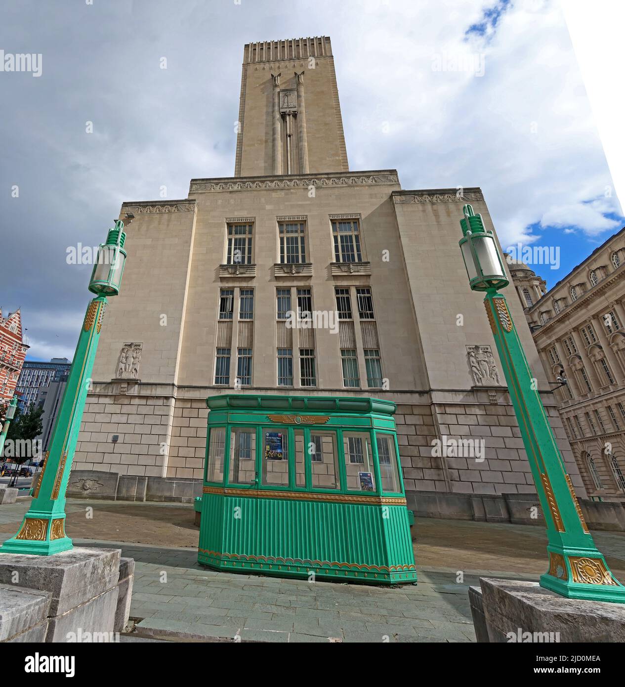 Historic Mersey Tunnel toll booth & exhaust, as would be used for collecting charges, Pier Head Liverpool, Merseyside, England, UK, L3 1HN Stock Photo
