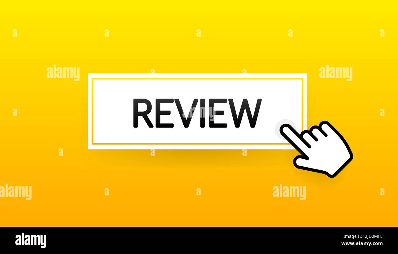 Icon with yellow review button on white background for web marketing