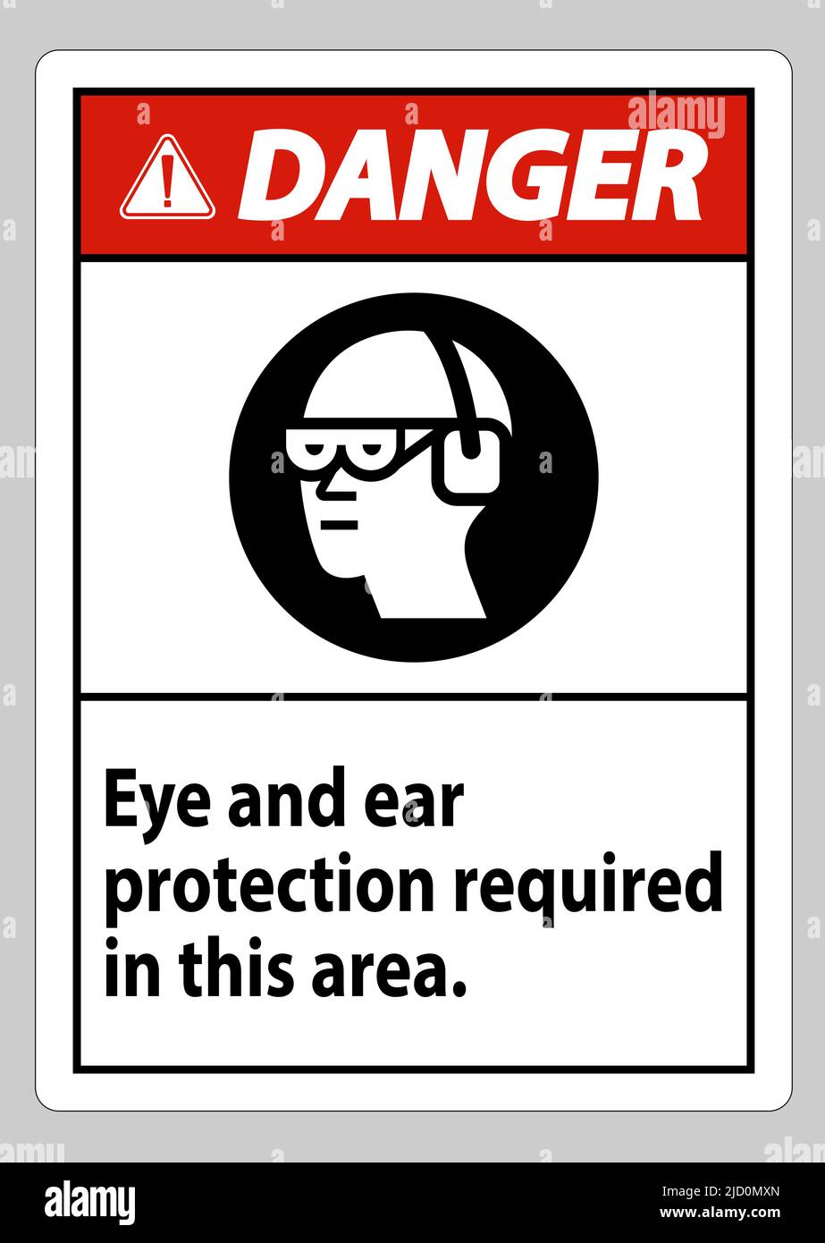 Danger Sign Eye And Ear Protection Required In This Area Stock Vector ...