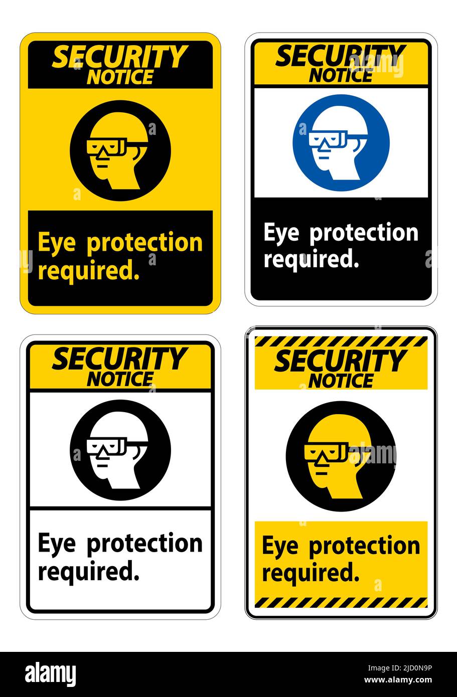 Additional Protection Sign Security Notice Sign Eye Protection Required Symbol Isolate on White ...