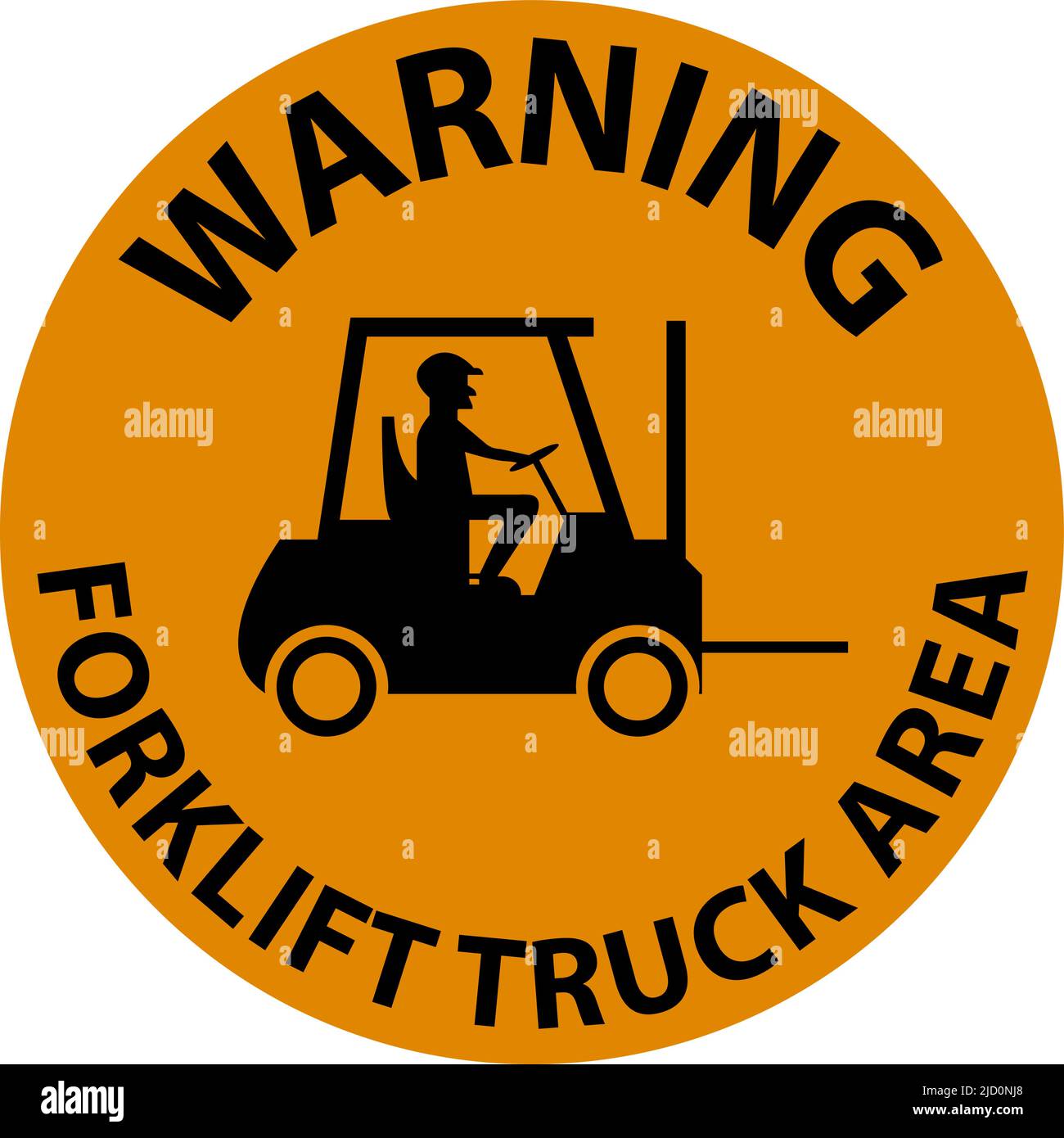 Forklift Truck Area Hazard Warning Sign Stock Vector