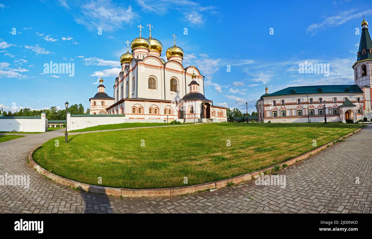 Panorama of two beautiful churches in summer Stock Photo