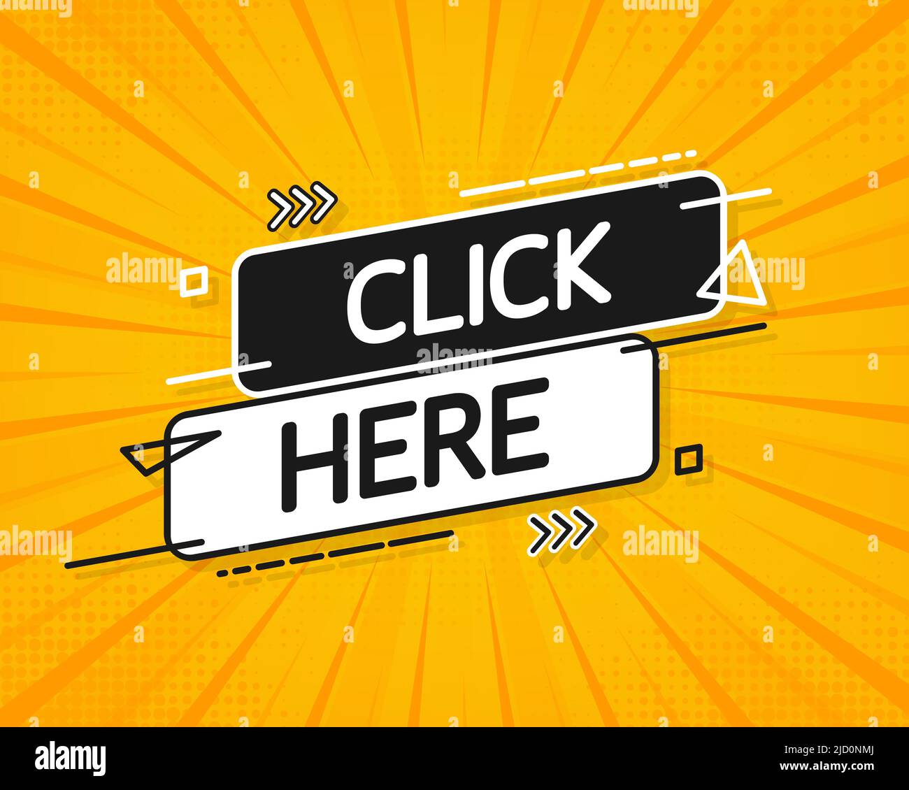 Icon with click here banner for web marketing design. Flat deign ...