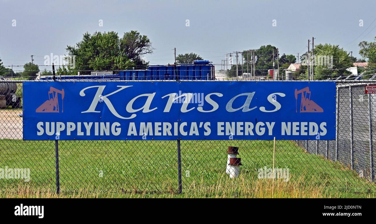 EL DORADO, KANSAS JUNE 15, 2022Sign on fence of Maclaskey Oilfield