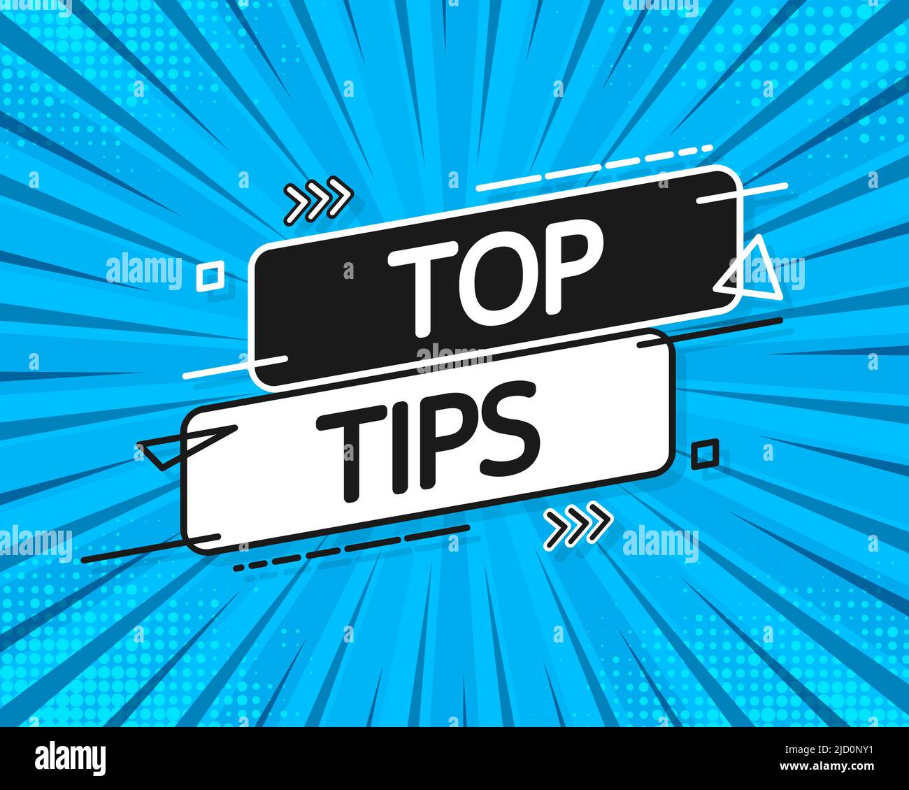 Top tips flat banner on blue background. Vector illustration Stock ...