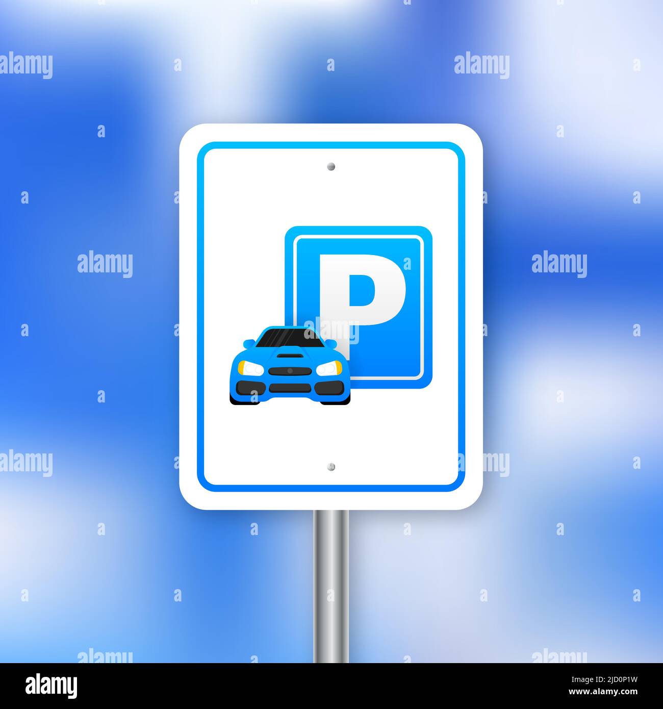 Isolated Parking Sign - Blue roadsign with letter P isolated on white