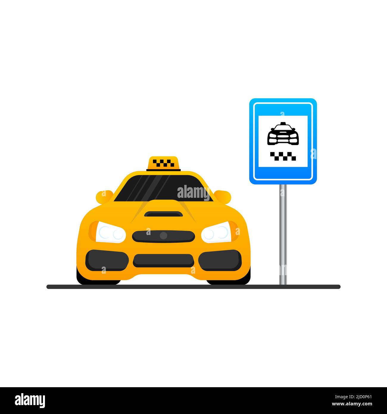 3d character taxi on light background. Cartoon yellow icon on black background. Business vector icon. Business concept Stock Vector