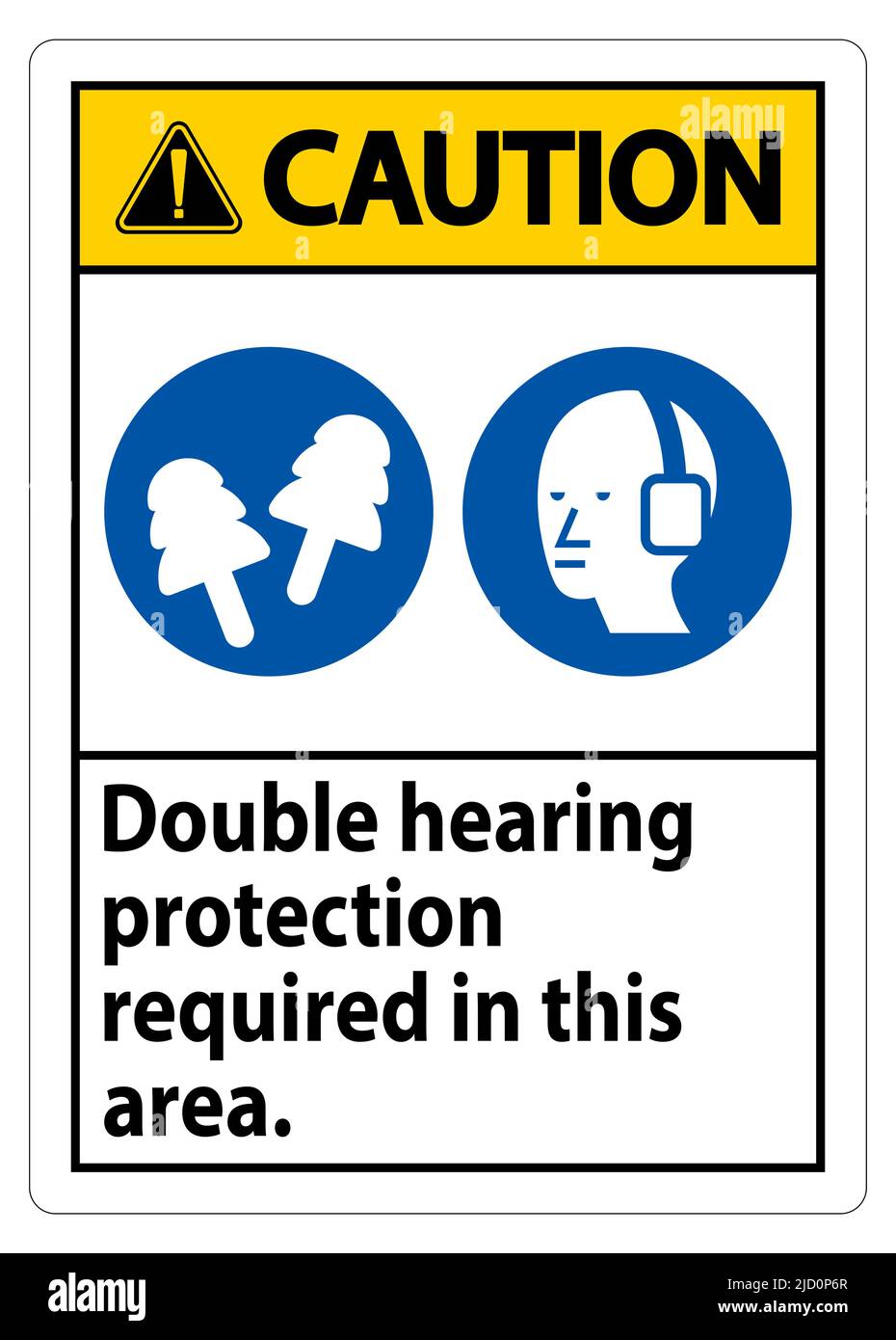 Caution Sign Double Hearing Protection Required In This Area With Ear