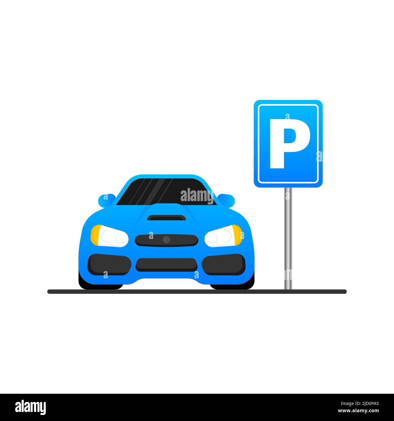 Isolated Parking Sign - Blue roadsign with letter P isolated on white