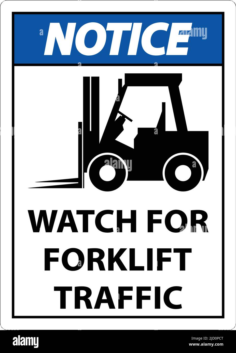 Notice 2-Way Watch For Forklift Traffic Sign On White Background Stock ...