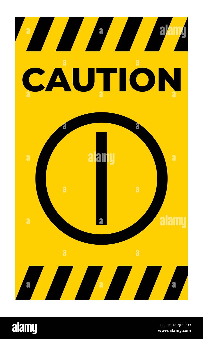 Caution On Off Push-Button Symbol Sign On White Background Stock Vector