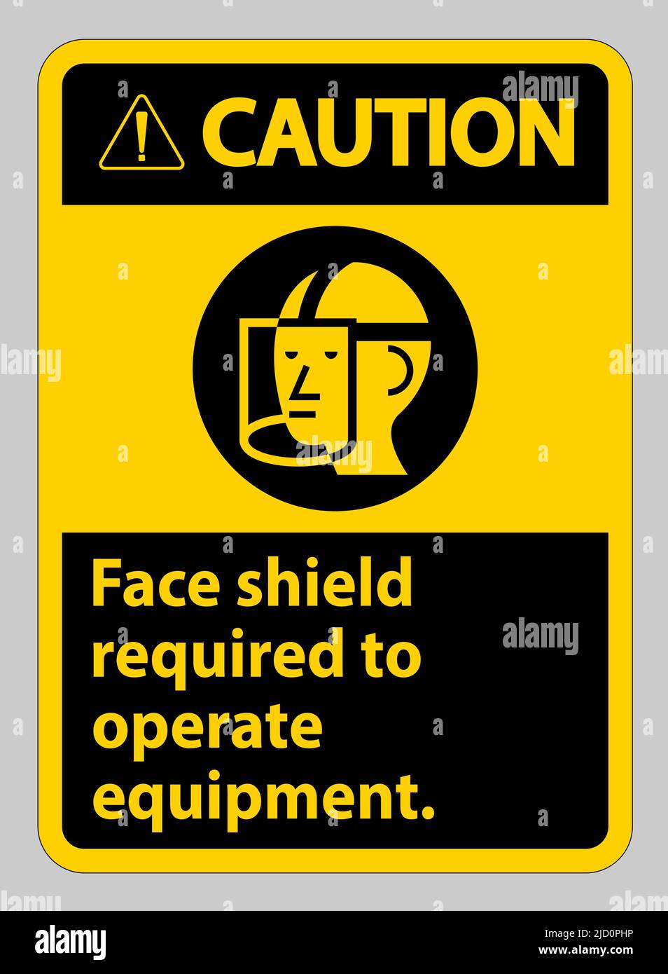 Caution Sign Face Shield Required to Operate Equipment Stock Vector