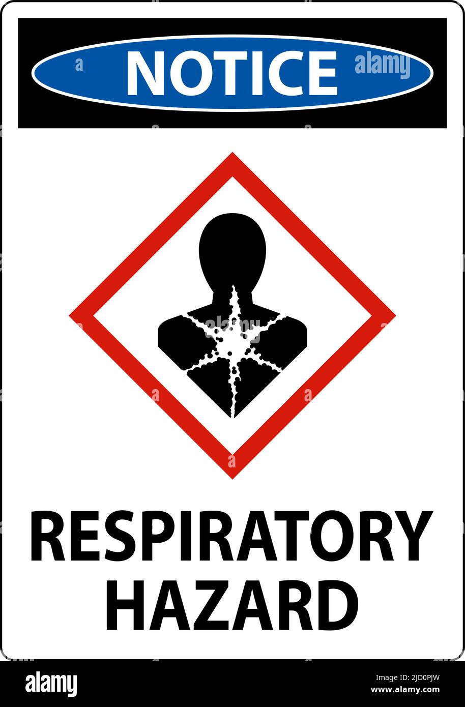 Notice Respiratory Hazard GHS Sign On White Background Stock Vector