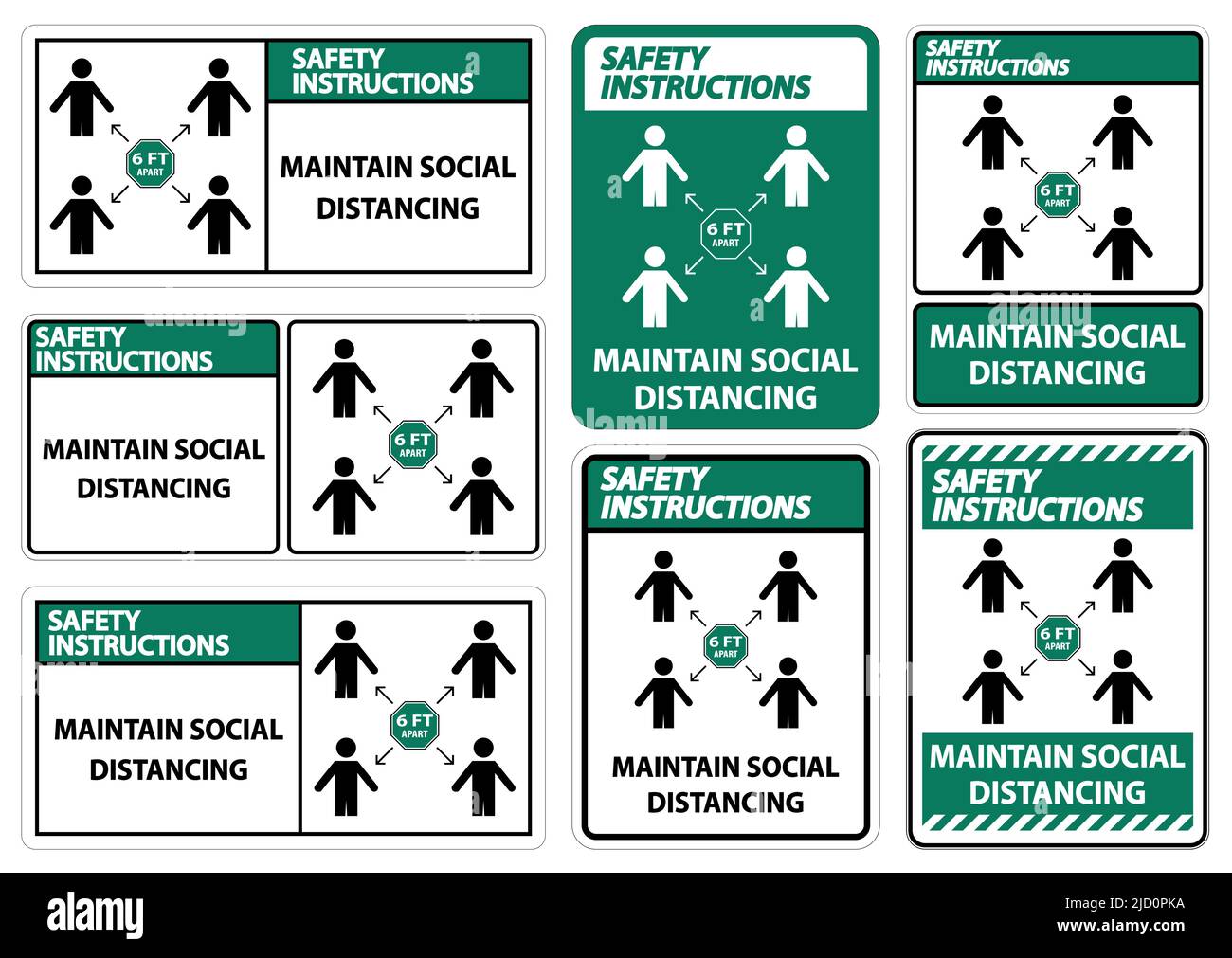 Safety Instructions Maintain social distancing, stay 6ft apart sign ...