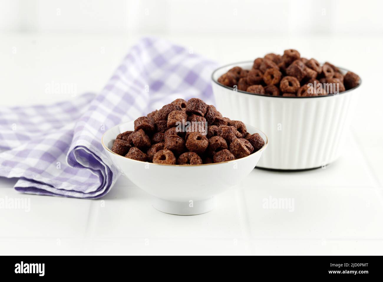 Chocolate Ring Cereal on White Bowl, Breakfast Concept Stock Photo Alamy