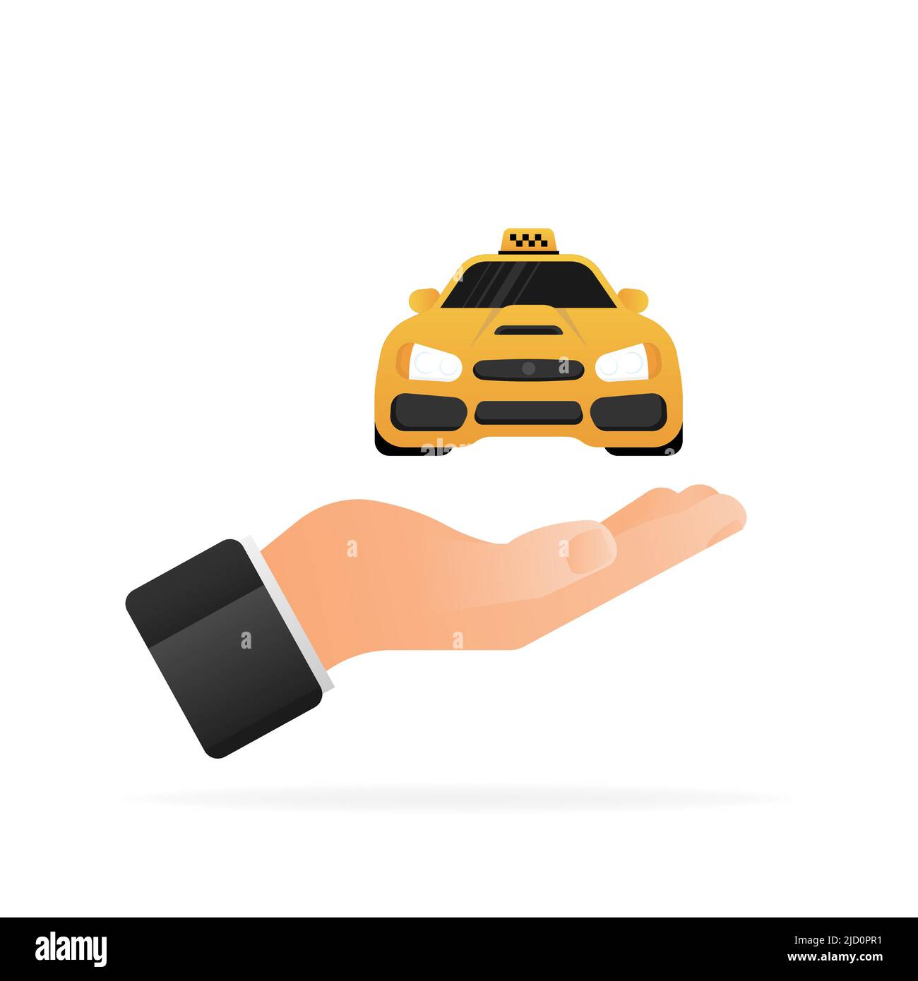 3d character taxi on light background. Cartoon yellow icon on black background. Business vector icon. Business concept Stock Vector