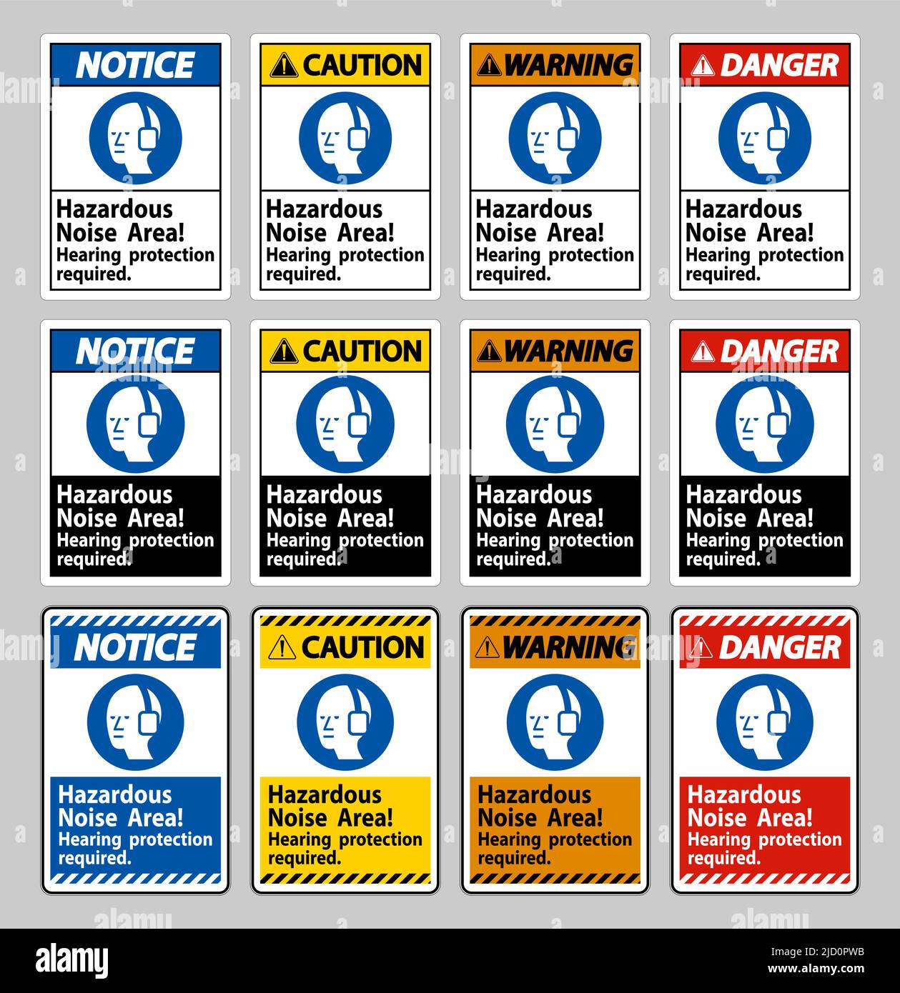 Hazardous Noise Area, Hearing Protection Required Stock Vector Image