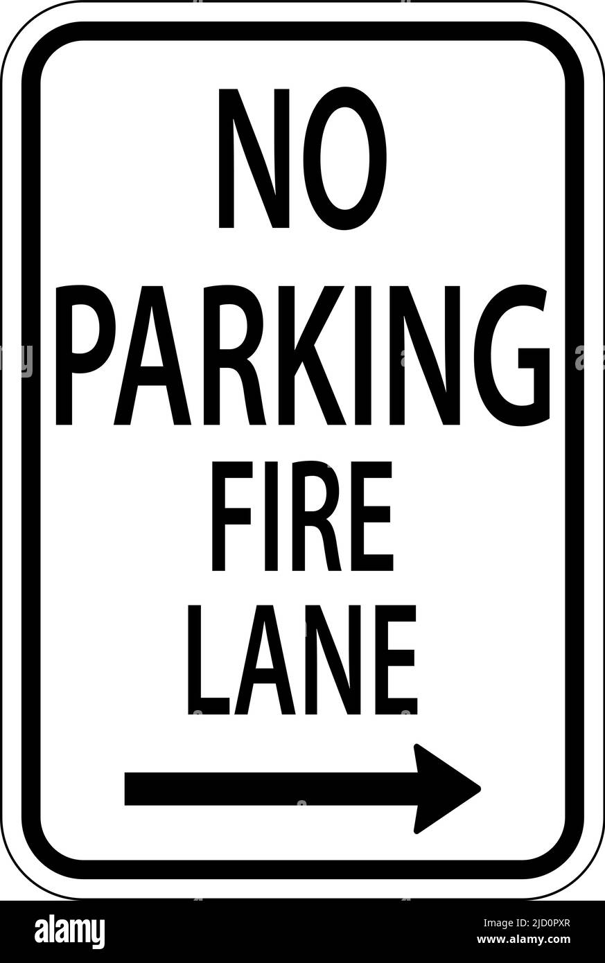 No Parking Fire Lane Right Arrow Sign On White Background Stock Vector