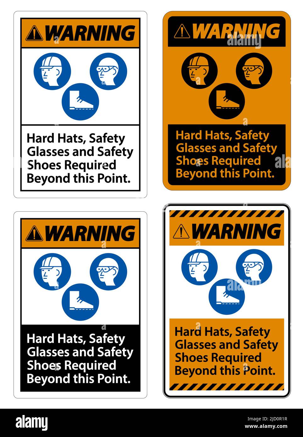Warning Sign Hard Hats, Safety Glasses And Safety Shoes Required Beyond ...